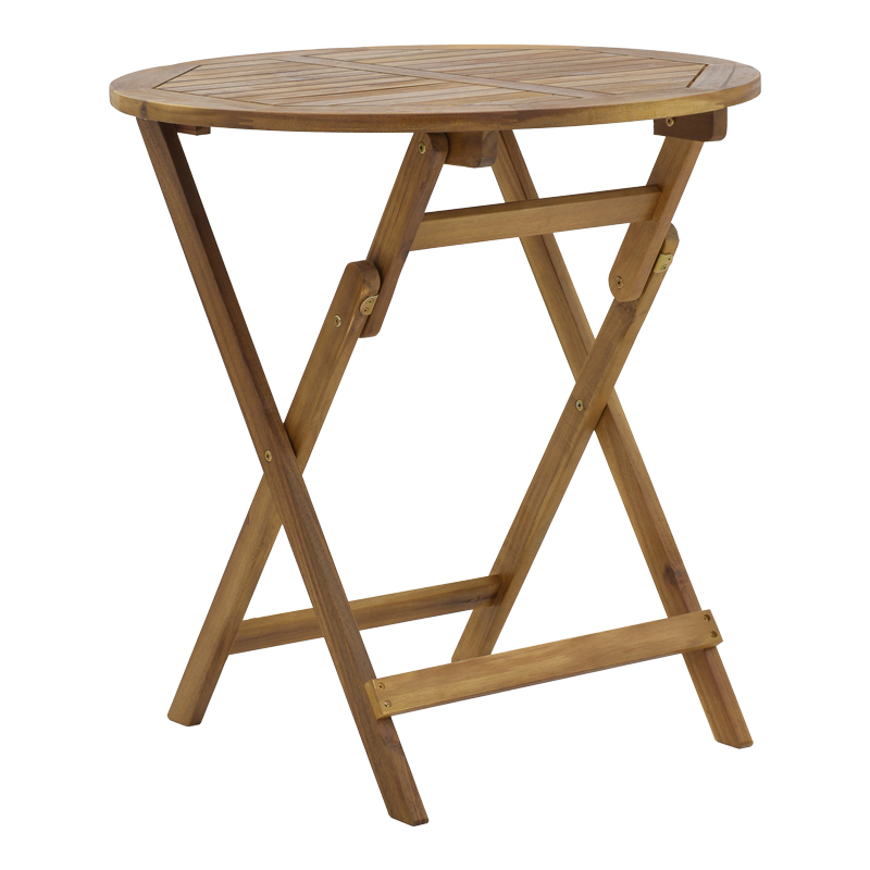 Dining table Mobie-Carpuva pakoworld set of 3 folding natural solid acacia wood D70x74cm Dining table Mobie-Carpuva pakoworld set of 3 folding natural solid acacia wood D70x74cm