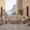 Outdoor lounge set Malibu III pakoworld acacia wood with rope in natural color and beige color cushions