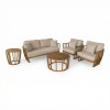 Outdoor lounge set Eron II pakoworld acacia wood in natural color and beige color cushions