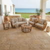 Outdoor lounge set Eron II pakoworld acacia wood in natural color and beige color cushions