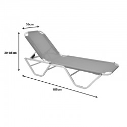Dessie deckchair pakoworld aluminum stackable textilene off-white 56x188x30cm Dessie deckchair pakoworld aluminum stackable textilene off-white 56x188x30cm