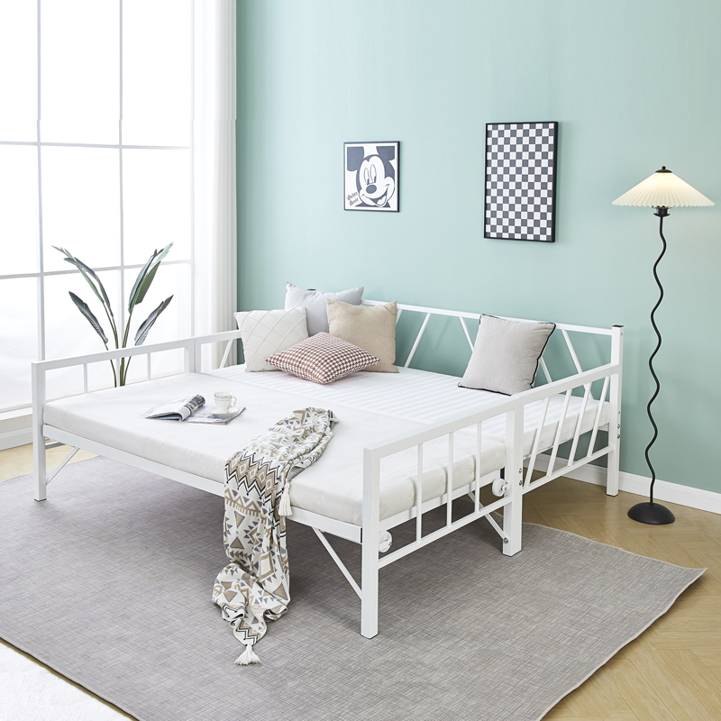 Bed-Sofa Remmie pakoworld metal in white shade 90x190cm Bed-Sofa Remmie pakoworld metal in white shade 90x190cm