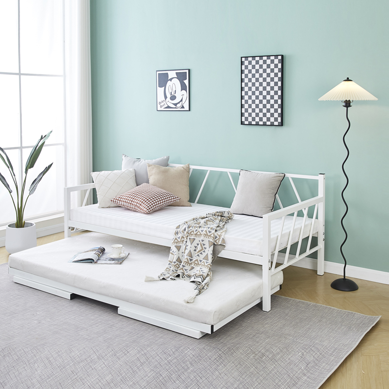 Bed-Sofa Remmie pakoworld metal in white shade 90x190cm Bed-Sofa Remmie pakoworld metal in white shade 90x190cm