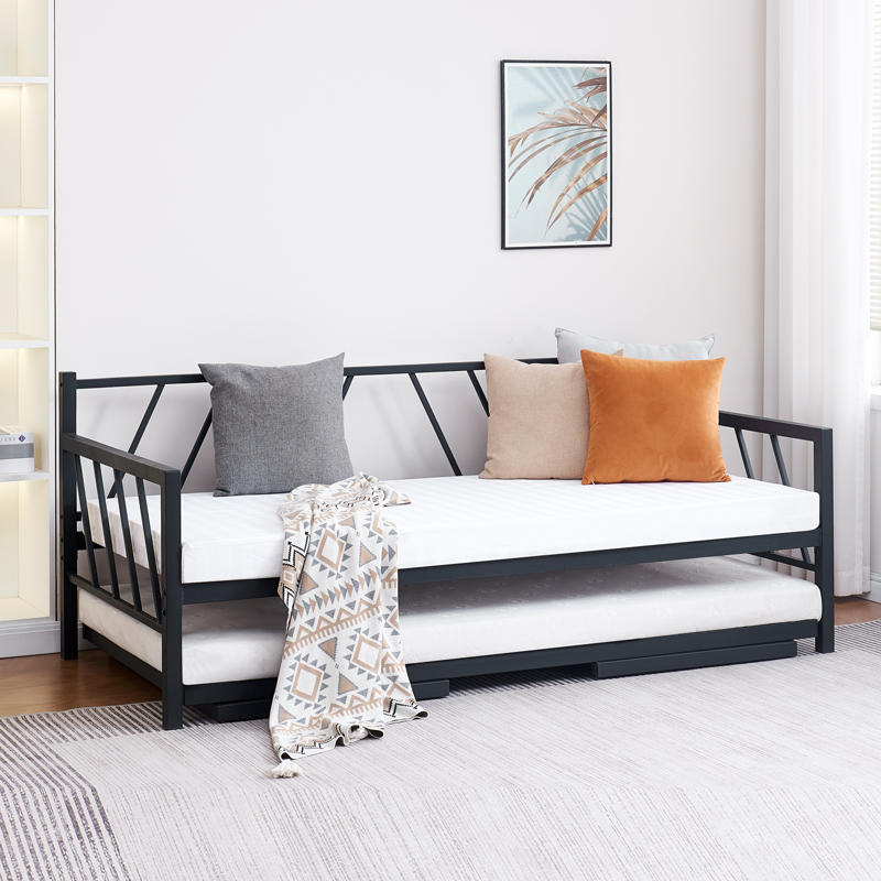 Bed-Sofa Remmie pakoworld metal in black shade 90x190cm Bed-Sofa Remmie pakoworld metal in black shade 90x190cm