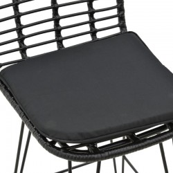 Naoki pakoworld bar stool with pe cushion black-metal black leg 46x56x110cm Naoki pakoworld bar stool with pe cushion black-metal black leg 46x56x110cm