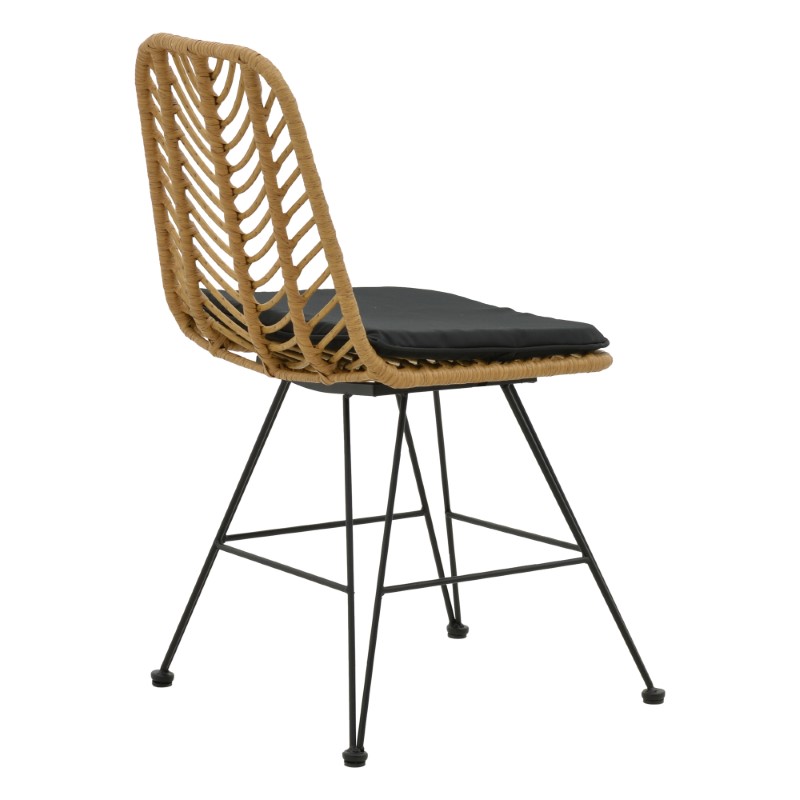 Καρέκλα Naoki pakoworld με μαξιλάρι pe φυσικό-μέταλλο μαύρο πόδι 44x58x82εκ