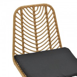 Καρέκλα κήπου Naoki pakoworld με μαξιλάρι pe φυσικό-μέταλλο μαύρο πόδι 44x58x82εκ
