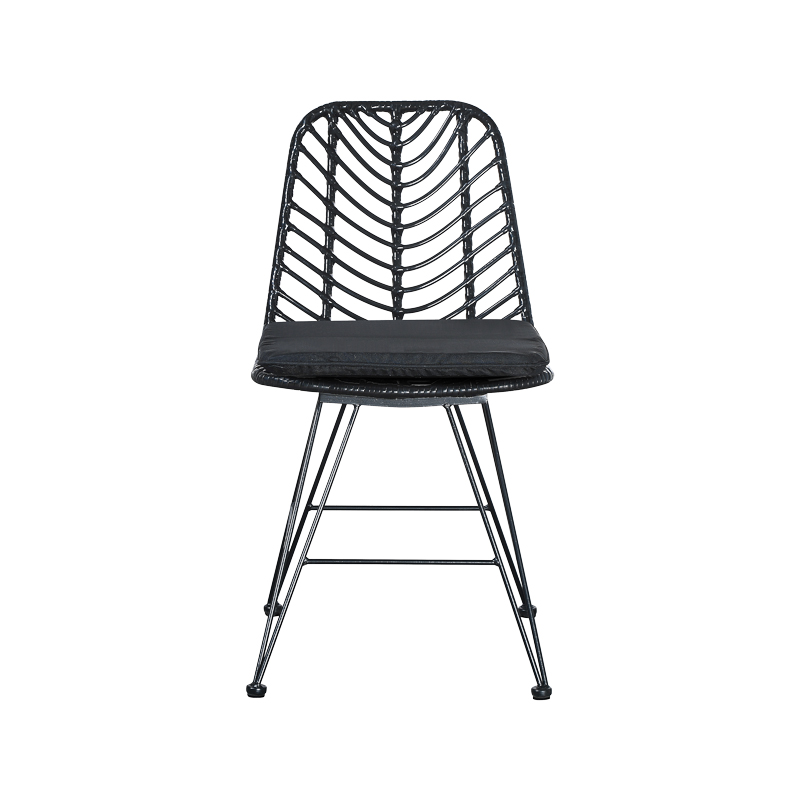 Garden chair Naoki pakoworld with cushion pe black-metal black leg 44x58x82cm Garden chair Naoki pakoworld with cushion pe black-metal black leg 44x58x82cm