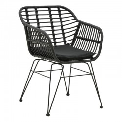 Armchair Naoki pakoworlwith cushion pe black-metal black leg 55x58x79cm Armchair Naoki pakoworlwith cushion pe black-metal black leg 55x58x79cm