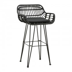 Bar stool Naoki pakoworld with cushion pe black-metal black leg 52x50x90cm Bar stool Naoki pakoworld with cushion pe black-metal black leg 52x50x90cm