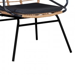 Garden armchair Naoki pakoworld with cushion pe natural-metal black leg 58x63x81cm Garden armchair Naoki pakoworld with cushion pe natural-metal black leg 58x63x81cm
