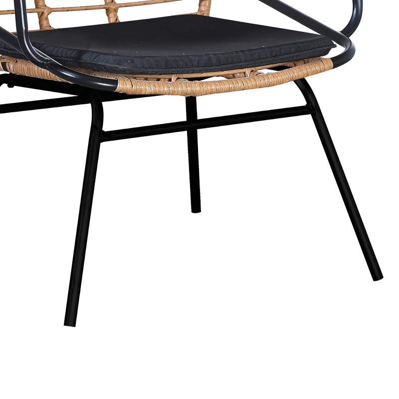 Garden armchair Naoki pakoworld with cushion pe natural-metal black leg 58x63x81cm Garden armchair Naoki pakoworld with cushion pe natural-metal black leg 58x63x81cm