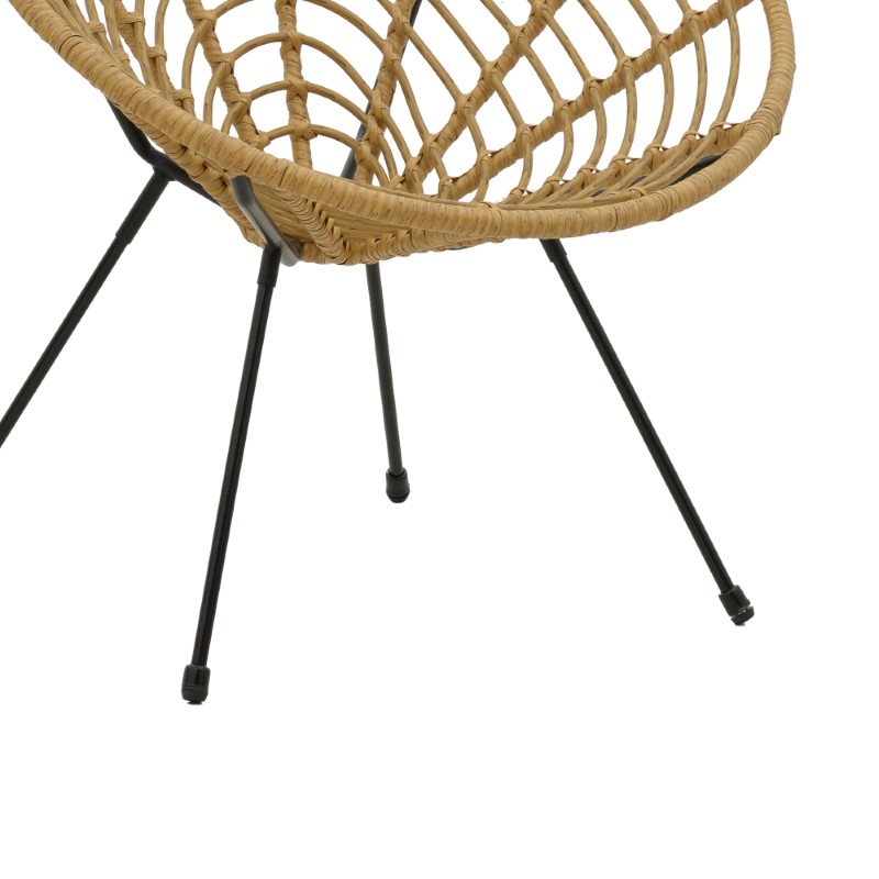Naoki armchair pakoworld pe natural-metal black leg 78x74x87cm Naoki armchair pakoworld pe natural-metal black leg 78x74x87cm