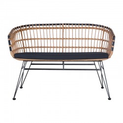 Naoki pakoworld 2-seater sofa with pe cushion natural-metal black 120x62x79cm Naoki pakoworld 2-seater sofa with pe cushion natural-metal black 120x62x79cm