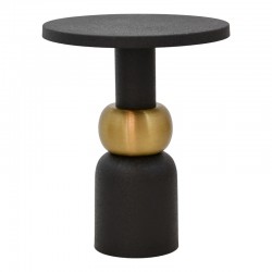 Βοηθητικό τραπέζι Enville Inart μαύρο-χρυσό μέταλλο Φ51x62.5εκ