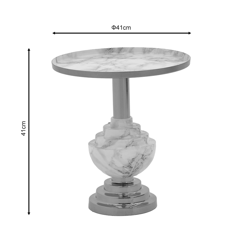 Side table Cogent Inart marble grey-gold metal D41x44cm Side table Cogent Inart marble grey-gold metal D41x44cm