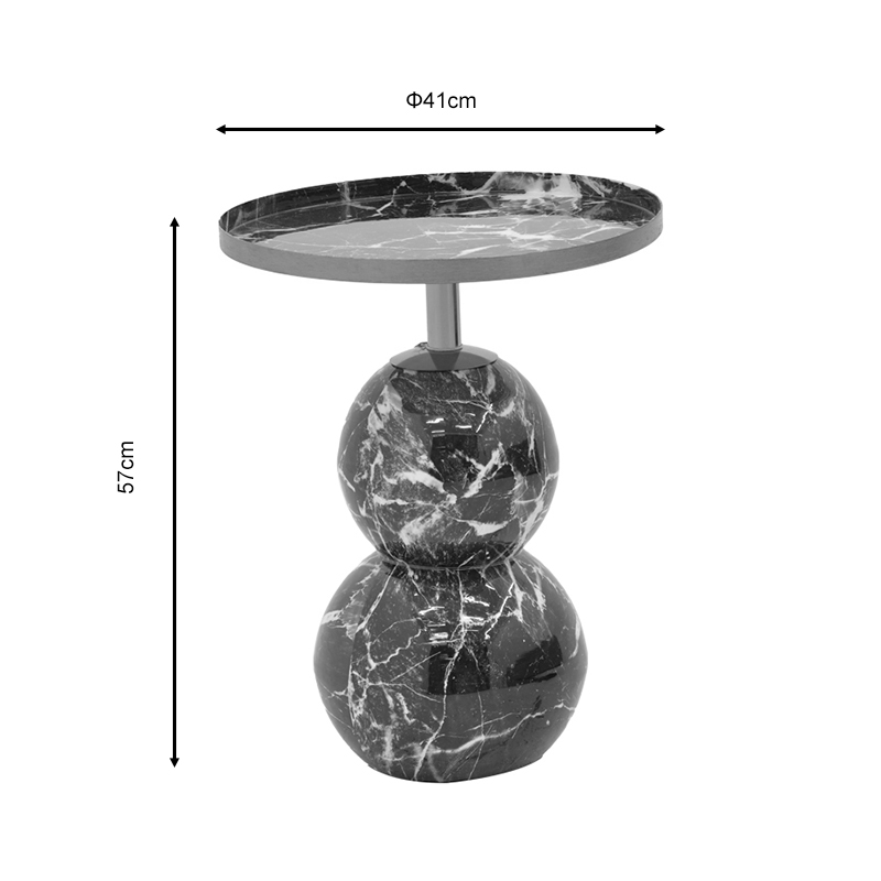 Side table Dearest Inart marble black-gold metal D41x57cm Side table Dearest Inart marble black-gold metal D41x57cm