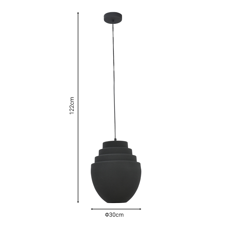 Ceiling lamp Kelsy Inart E27 black metal D30x122cm Ceiling lamp Kelsy Inart E27 black metal D30x122cm