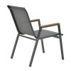 Armchair Azelie pakoworld dark grey textilene-dark grey aluminium leg-plywood arms 56x75x88cm