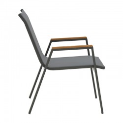 Armchair Azelie pakoworld dark grey textilene-dark grey aluminium leg-plywood arms 77x55x94cm Armchair Azelie pakoworld dark grey textilene-dark grey aluminium leg-plywood arms 77x55x94cm