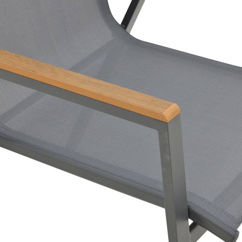 Armchair Azelie pakoworld dark grey textilene-dark grey aluminium leg-plywood arms 77x55x94cm Armchair Azelie pakoworld dark grey textilene-dark grey aluminium leg-plywood arms 77x55x94cm