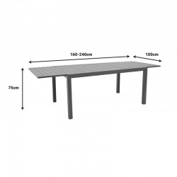 Extension table Lafla pakoworld aluminium dark grey 160-240x100x75cm Extension table Lafla pakoworld aluminium dark grey 160-240x100x75cm