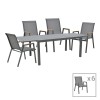 Dinning set Azelie-Lafla pakoworld set of 7 anthracite fabric-anthracite aluminum 160-240x90x75cm