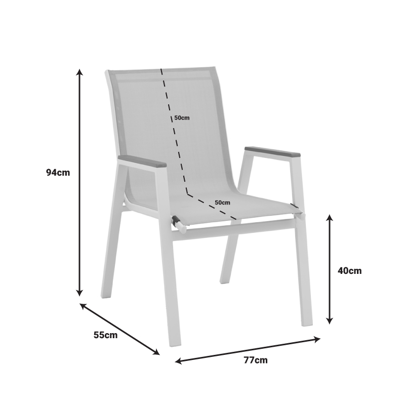Dinning set Azelie-Kliton pakoworld set of 7 anthracite fabric-anthracite aluminum 150x80x74cm