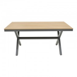 Thorio-Azelie dining table set of 7 pakoworld anthracite aluminum and plywood in natural shade 160x90x75cm Thorio-Azelie dining table set of 7 pakoworld anthracite aluminum and plywood in natural shade 160x90x75cm