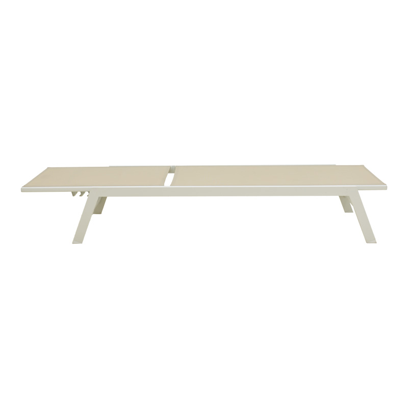 Boka pakoworld white aluminum and textilene deckchair in beige shade 60x192x31cm