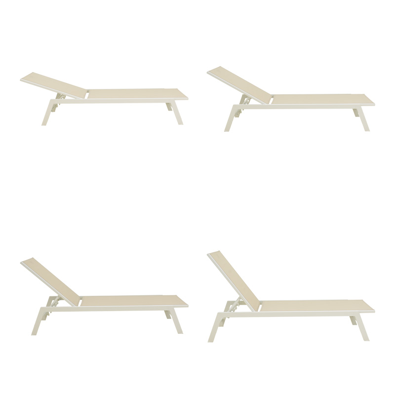 Boka pakoworld white aluminum and textilene deckchair in beige shade 60x192x31cm Boka pakoworld white aluminum and textilene deckchair in beige shade 60x192x31cm