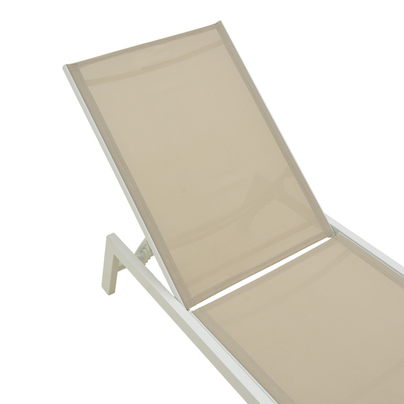 Boka pakoworld white aluminum and textilene deckchair in beige shade 60x192x31cm Boka pakoworld white aluminum and textilene deckchair in beige shade 60x192x31cm