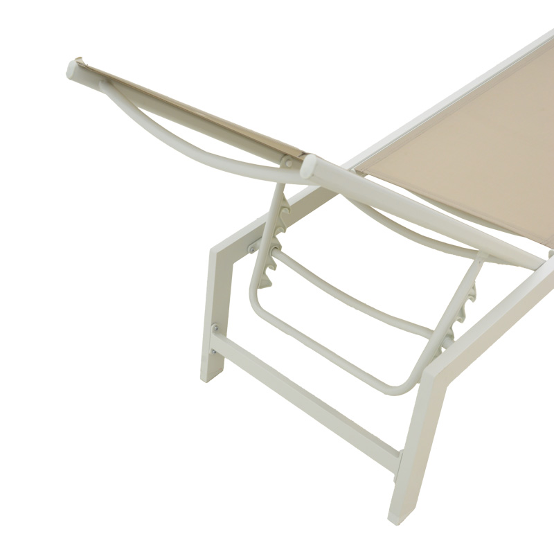 Boka pakoworld white aluminum and textilene deckchair in beige shade 60x192x31cm Boka pakoworld white aluminum and textilene deckchair in beige shade 60x192x31cm