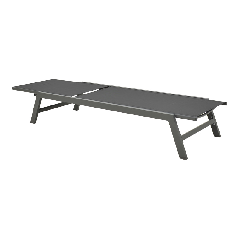 Boka pakoworld dark grey aluminum and textilene sun lounger in black shade 60x192x31cm
