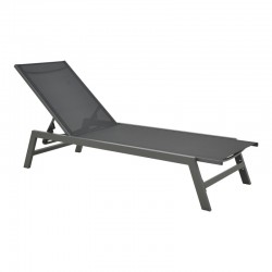 Boka pakoworld dark grey aluminum and textilene sun lounger in black shade 60x192x31cm Boka pakoworld dark grey aluminum and textilene sun lounger in black shade 60x192x31cm
