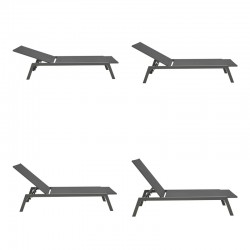 Boka pakoworld dark grey aluminum and textilene sun lounger in black shade 60x192x31cm Boka pakoworld dark grey aluminum and textilene sun lounger in black shade 60x192x31cm