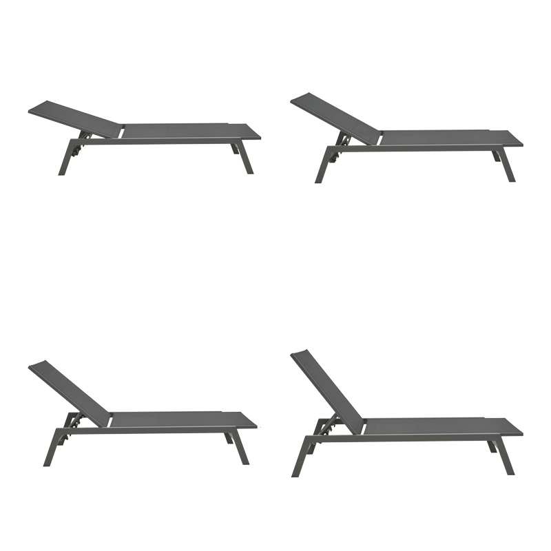 Boka pakoworld dark grey aluminum and textilene sun lounger in black shade 60x192x31cm Boka pakoworld dark grey aluminum and textilene sun lounger in black shade 60x192x31cm