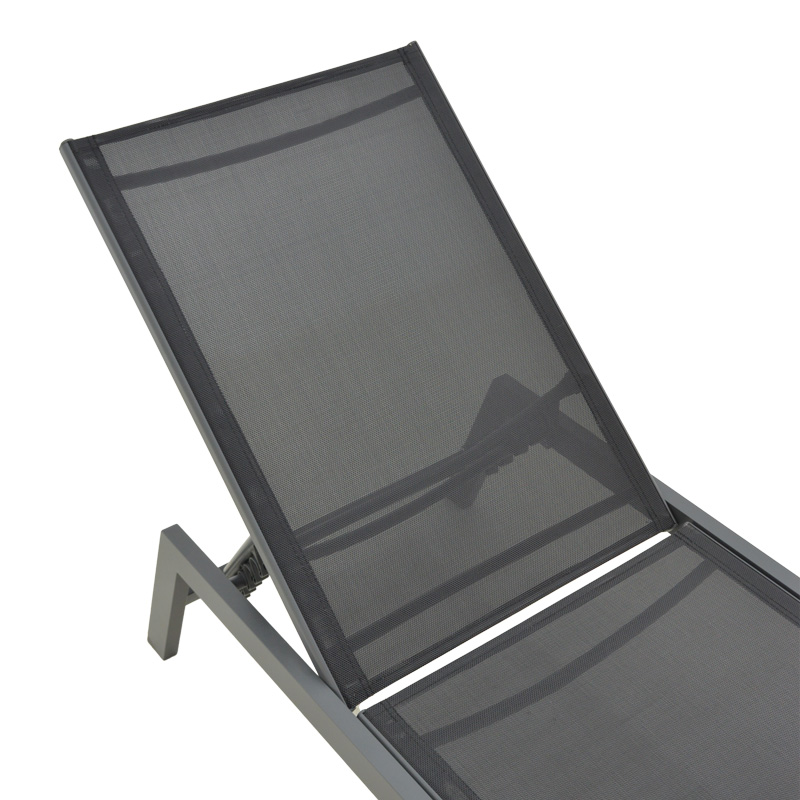 Boka pakoworld dark grey aluminum and textilene sun lounger in black shade 60x192x31cm Boka pakoworld dark grey aluminum and textilene sun lounger in black shade 60x192x31cm