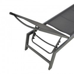 Boka pakoworld dark grey aluminum and textilene sun lounger in black shade 60x192x31cm Boka pakoworld dark grey aluminum and textilene sun lounger in black shade 60x192x31cm