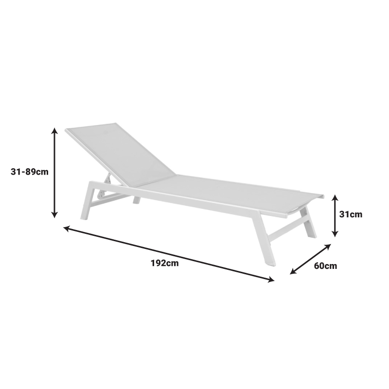 Boka pakoworld dark grey aluminum and textilene sun lounger in black shade 60x192x31cm Boka pakoworld dark grey aluminum and textilene sun lounger in black shade 60x192x31cm