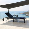 Deckchair Mailo pakoworld dark grey aluminum and textilene in black shade 71x206x30cm
