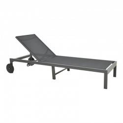 Deckchair Mailo pakoworld dark grey aluminum and textilene in black shade 71x206x30cm Deckchair Mailo pakoworld dark grey aluminum and textilene in black shade 71x206x30cm