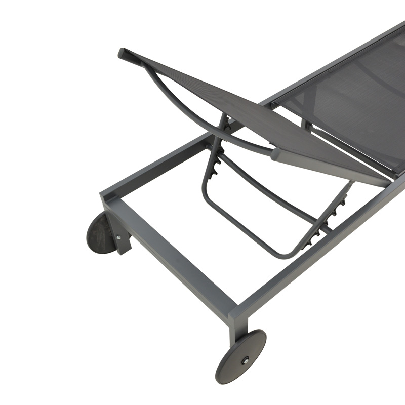 Deckchair Mailo pakoworld dark grey aluminum and textilene in black shade 71x206x30cm Deckchair Mailo pakoworld dark grey aluminum and textilene in black shade 71x206x30cm