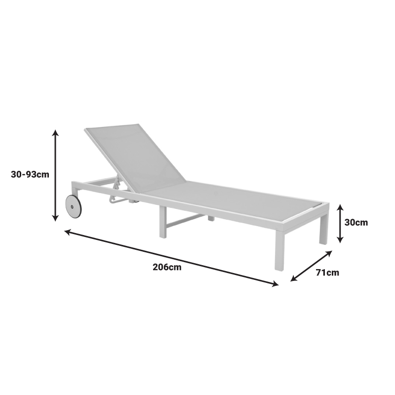 Deckchair Mailo pakoworld dark grey aluminum and textilene in black shade 71x206x30cm Deckchair Mailo pakoworld dark grey aluminum and textilene in black shade 71x206x30cm