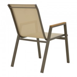 Azelie armchair pakoworld champagne aluminum and textilene in light gray shade 56x75x88cm Azelie armchair pakoworld champagne aluminum and textilene in light gray shade 56x75x88cm