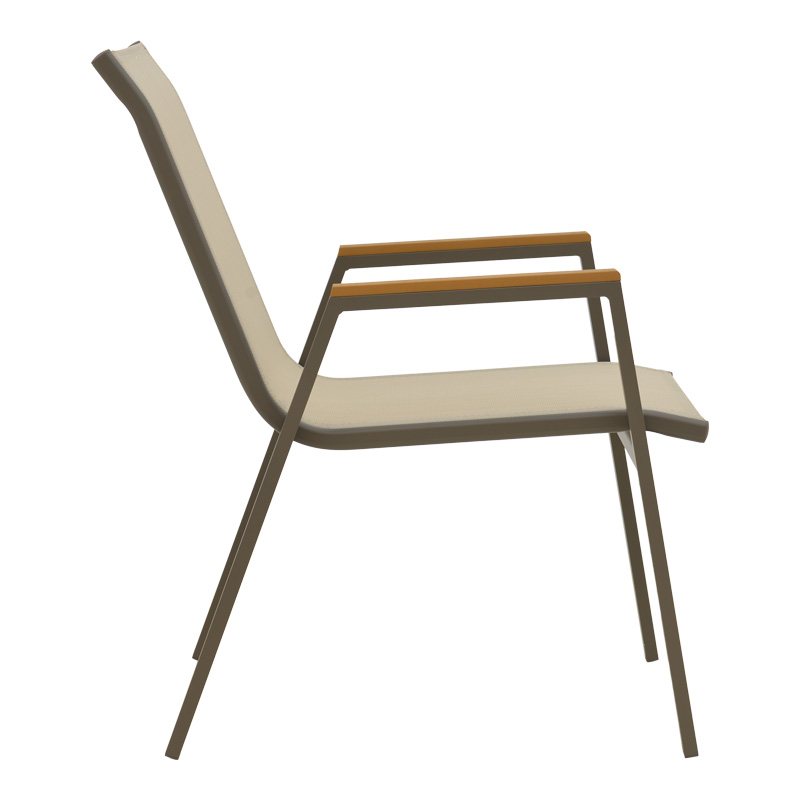 Azelie armchair pakoworld champagne aluminum and textilene in light gray shade 56x75x88cm Azelie armchair pakoworld champagne aluminum and textilene in light gray shade 56x75x88cm