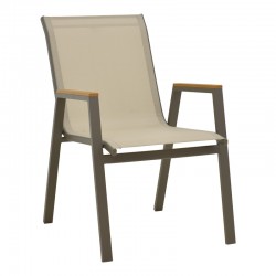Azelie armchair pakoworld champagne aluminum and textilene in light gray shade 56x75x88cm Azelie armchair pakoworld champagne aluminum and textilene in light gray shade 56x75x88cm