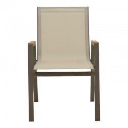 Azelie armchair pakoworld champagne aluminum and textilene in light gray shade 56x75x88cm Azelie armchair pakoworld champagne aluminum and textilene in light gray shade 56x75x88cm
