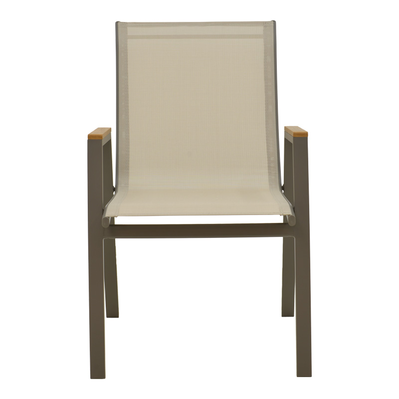 Azelie armchair pakoworld champagne aluminum and textilene in light gray shade 56x75x88cm Azelie armchair pakoworld champagne aluminum and textilene in light gray shade 56x75x88cm