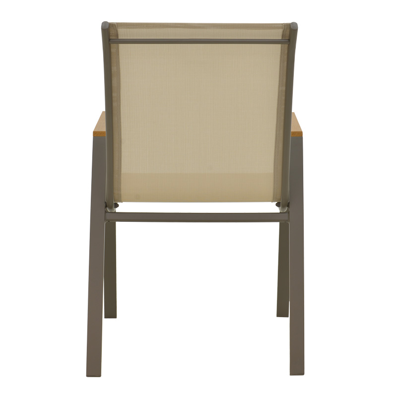 Azelie armchair pakoworld champagne aluminum and textilene in light gray shade 56x75x88cm Azelie armchair pakoworld champagne aluminum and textilene in light gray shade 56x75x88cm